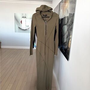 Olive Hooded Long Sleeve Dress